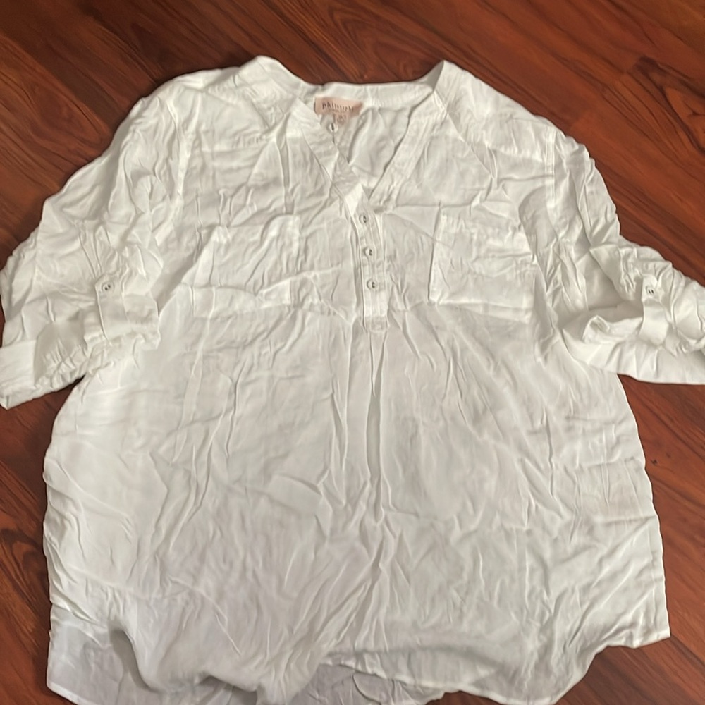New Womans Philosophy blouse short sleeve shirt white sz 2X